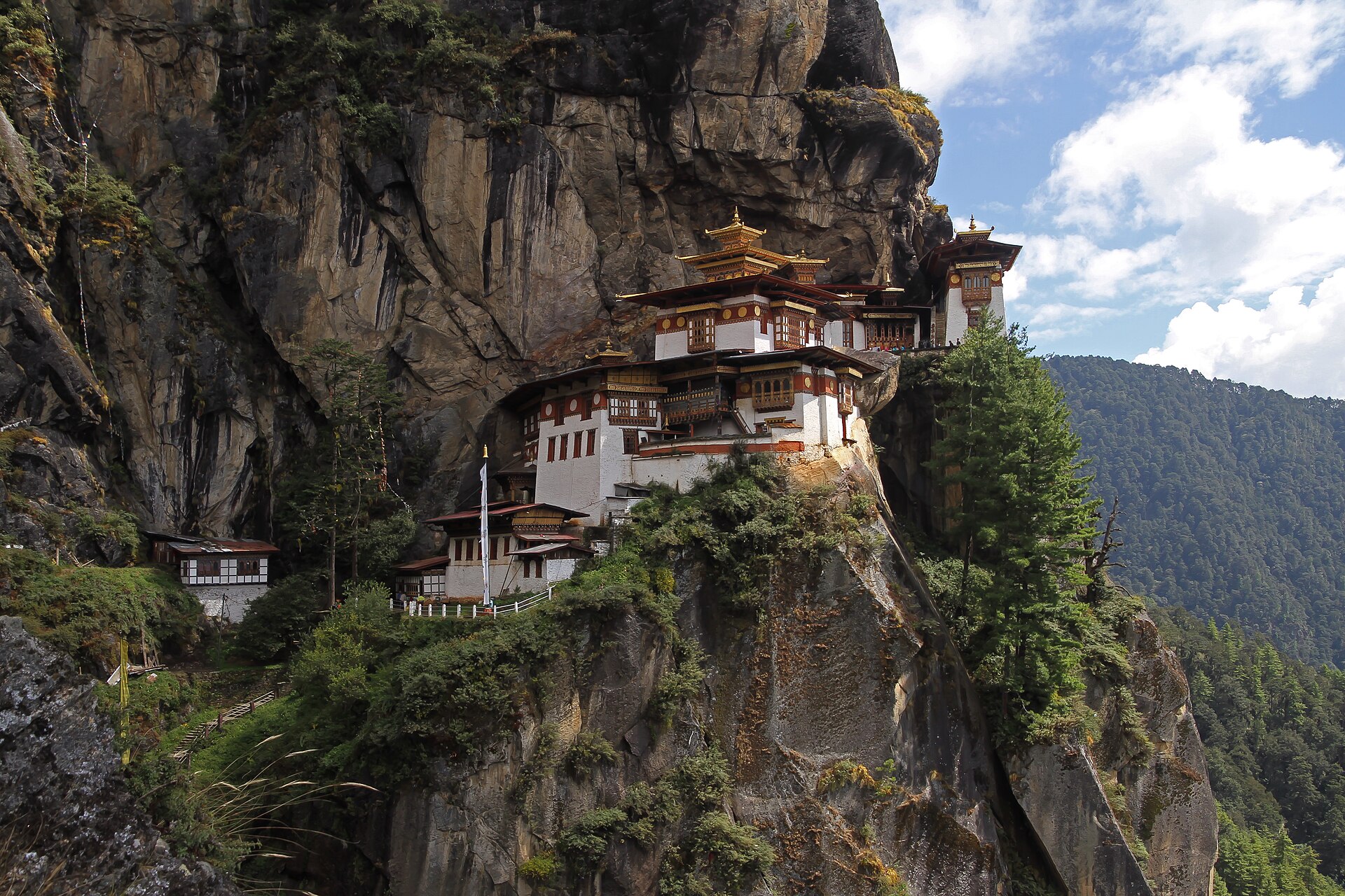 Paro Taktsang monastery on a cliffside in Bhutan