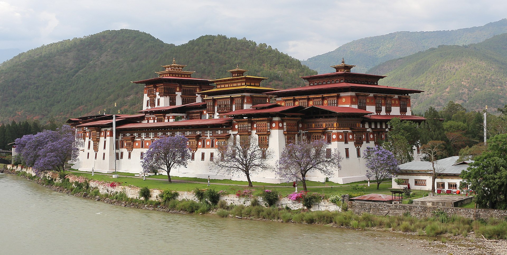 Punakha Dzong beside the river in Bhutan
